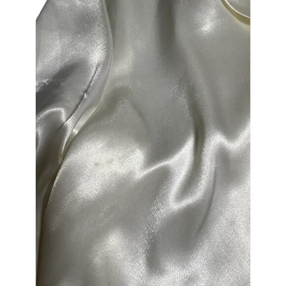 Women’s 6P Joan Leslie Ivory Satin Blouse Bridal Vintage Glam Button Front - Picture 9 of 9